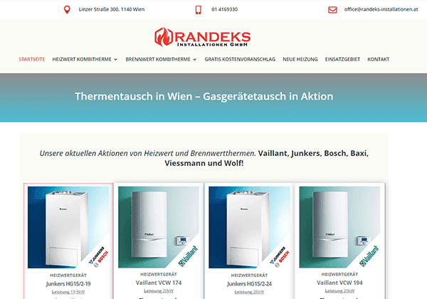 Kostenlose Website-Erstellung – LUX WEBSITE Projekt:   RANDEKS Installationen GmbH